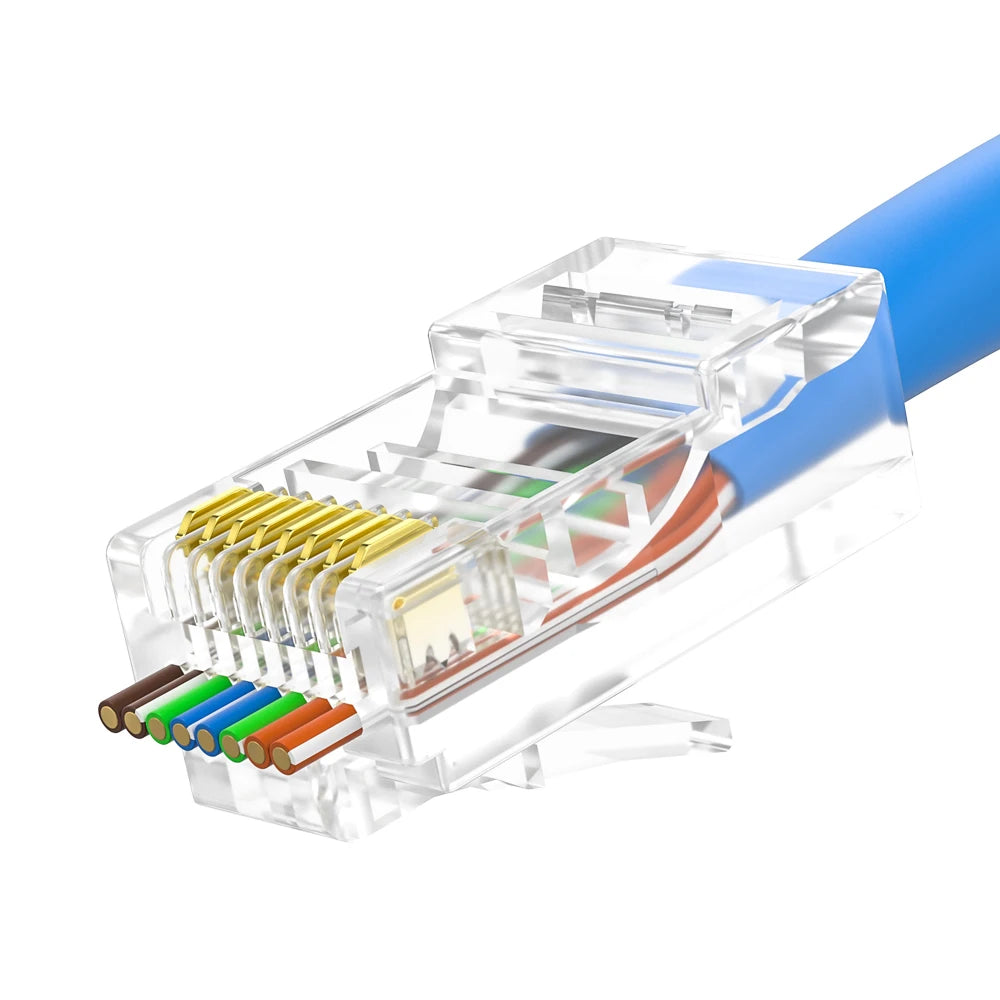 XLEP RJ45 Pass-Through Modular Plugs for Cat5e UTP, 100 Pack