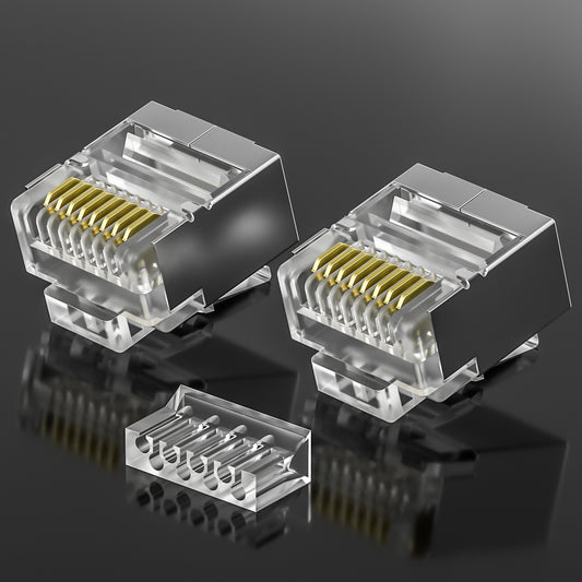 Mini RJ45 Connector Plug | 8P8C Short Shielded FTP Gold-Plated for Flat Cable