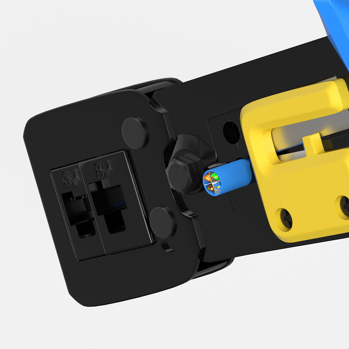 EZ Pass-Through RJ45 Crimp Tool for 8-Pin & 6-Pin Plugs with Steel Wire Stripper