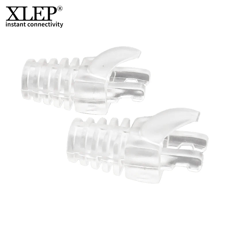 XLEP XL-707 Transparent PVC RJ45 Strain Relief Boots, 100 Pack
