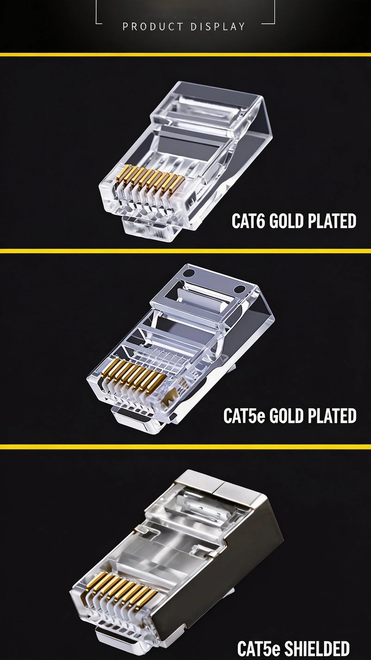 XLEP XL-523 Shielded RJ45 8P8C Modular Plug for Cat8 SFTP, 25 Pack