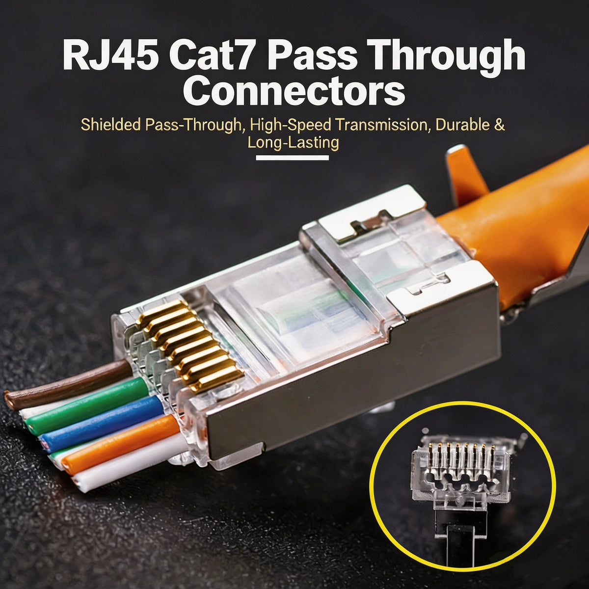 XLEP XL-523 Shielded RJ45 8P8C Modular Plug for Cat8 SFTP, 25 Pack