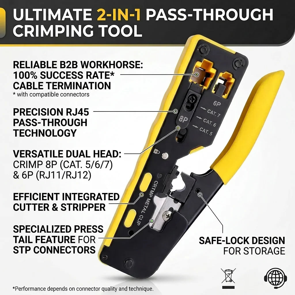 XLEP 8451 RJ45 Crimp Tool Kit with Cable Tester and Connectors