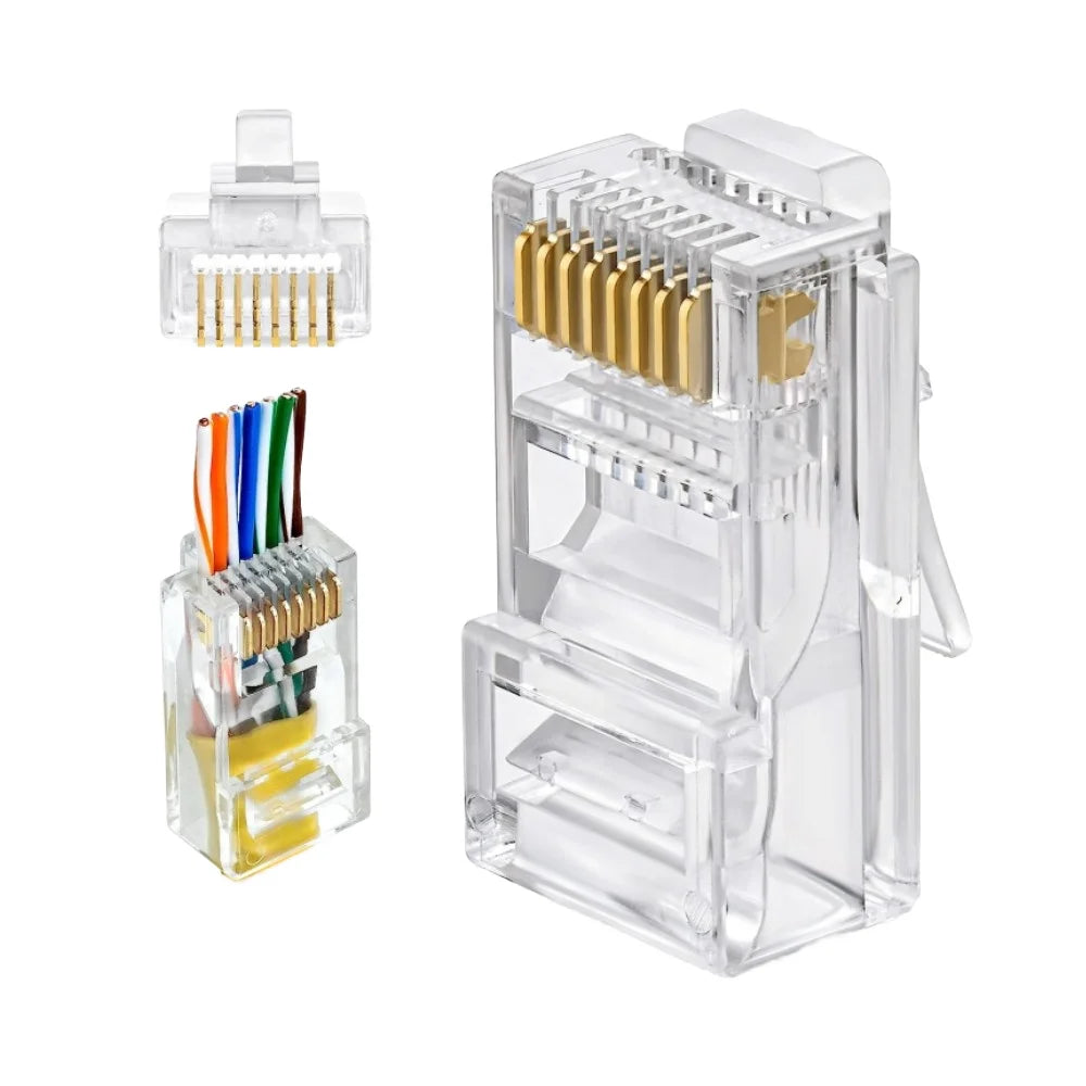 XLEP XL-320 RJ45 Pass-Through Plugs, Cat5e 8P8C UTP, 100 Pack