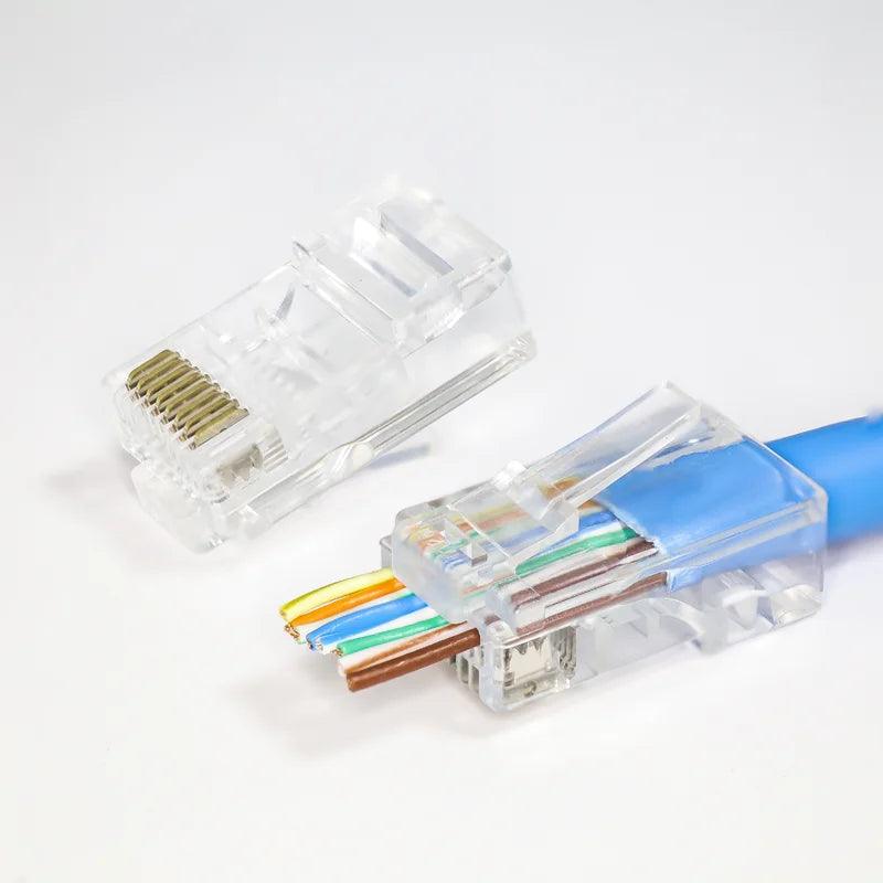 XLEP RJ45 Pass-Through Modular Plugs for Cat5e UTP, 100 Pack