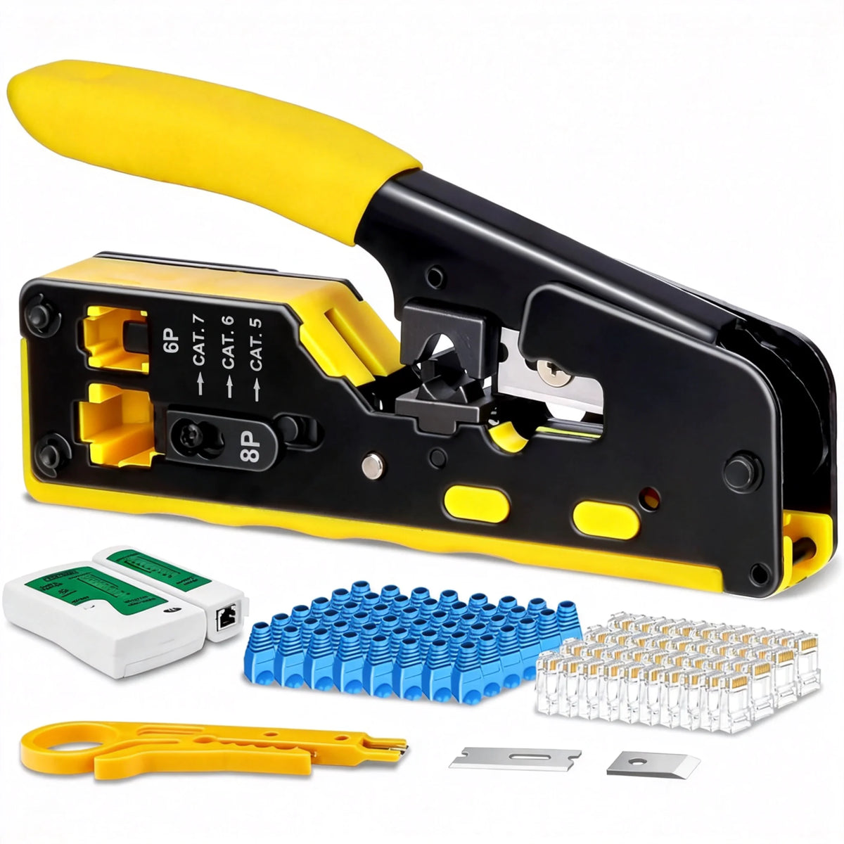 XLEP 8451 RJ45 Crimp Tool Kit with Cable Tester and Connectors