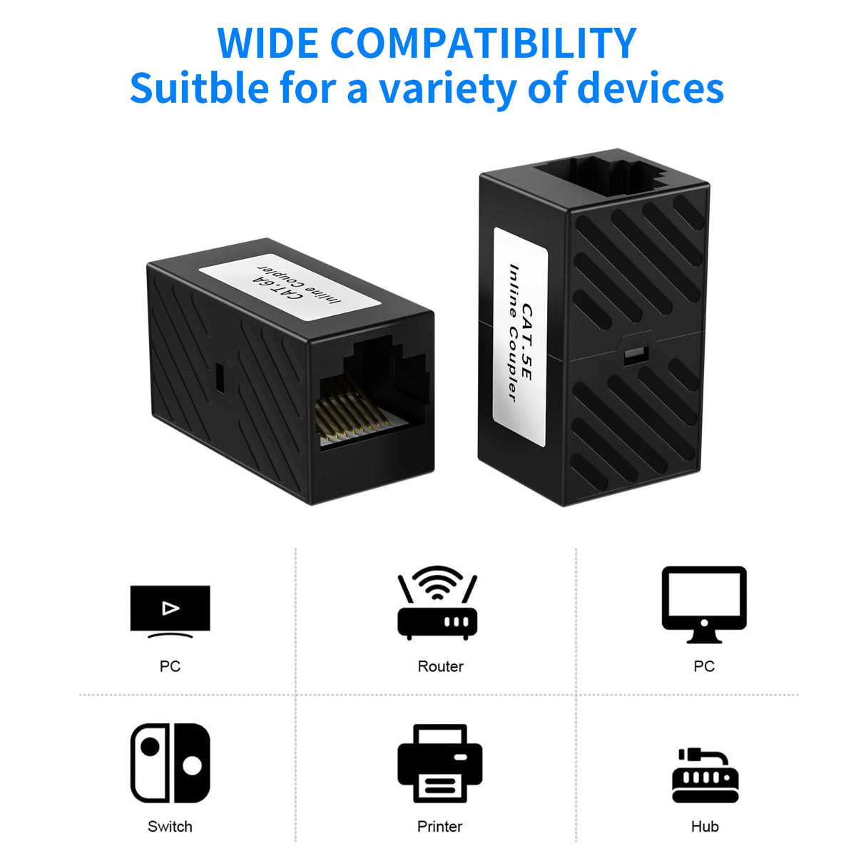 XLEP XL8542 RJ45 Coupler Female to Female, Cat6 Cat5e, 10 Pack
