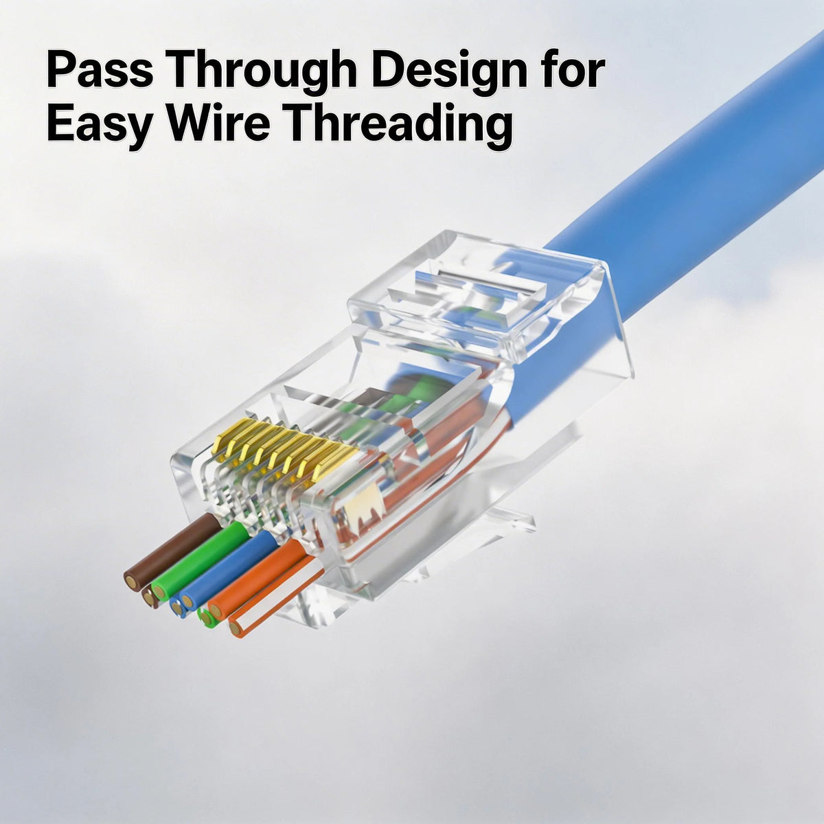 XLEP XL-560B Cat6 RJ45 Pass-Through Modular Plug, 8 Pin UTP